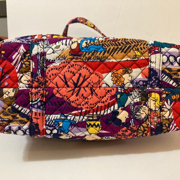 VERA BRADLEY Small Vera Tote Bag Fall for Peanuts Orange Multicolor Cotton - Picture 6 of 7